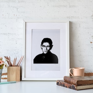 Franz Kafka - ein original Linoldruck, Wandkunst, Druckkunst, Wandposter