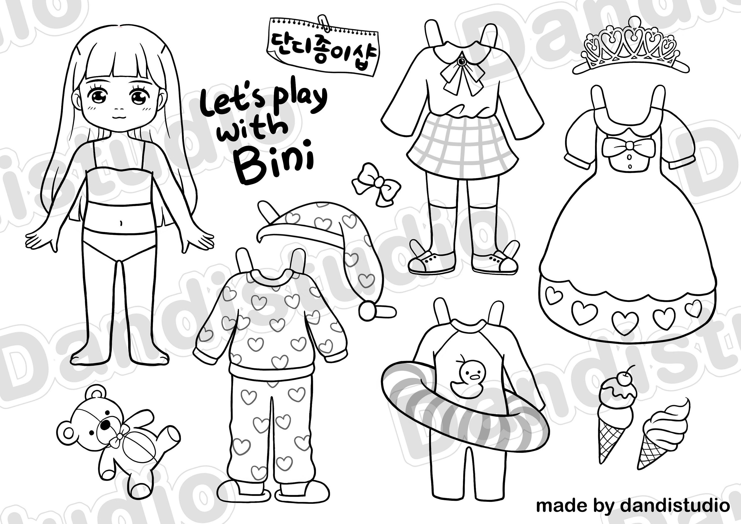 Papel para colorear MUÑECA DE PAPEL Descarga instantánea - Etsy España
