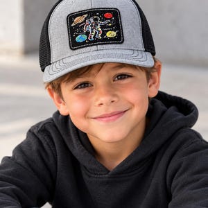 Youth Astronaut Space Galaxy Trucker Hat, Kids Outer Space Planets Patch Cap