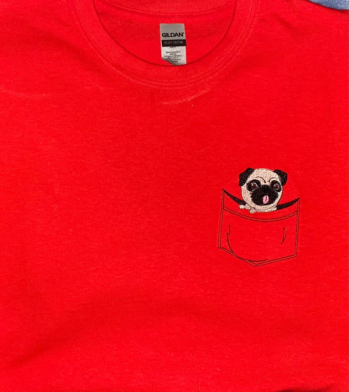 dog in a pocket t shirt