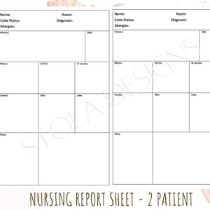 Nursing Report Sheet - 2 Patients