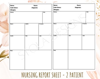 Nursing Report Sheet - 2 Patients