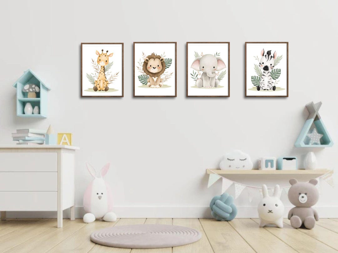 Set of 4 Baby Animals, PRINTABLE WALL ART, Safari, Nursery Decor, Wall ...