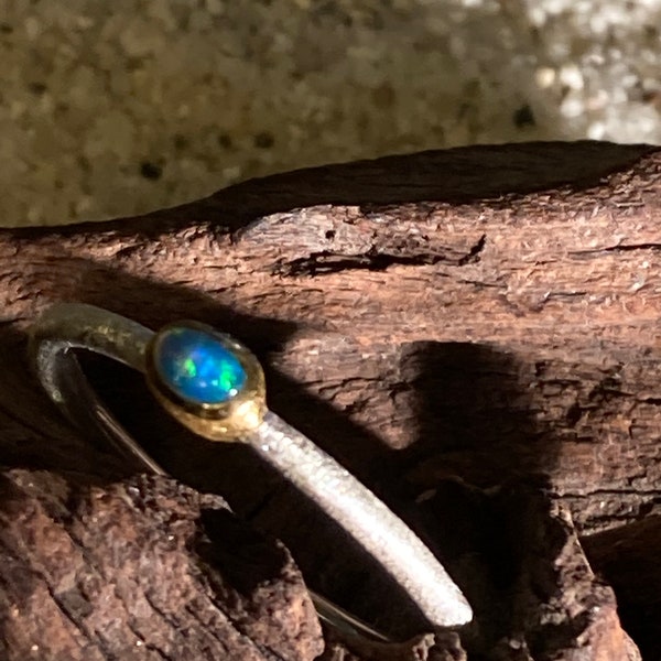 Schwarzopal Ring « Petit éclair de néons ! » Argent en argent sterling