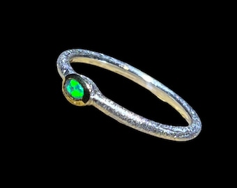 australischer Opalring Zollfrei Sterling Silber mit 18 kt Gold, Vermeil Fassung