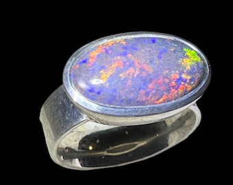Large Boulder Opal Ring in Silver