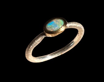 Glitzerrot Minimalist Ring in Silber mit vergoldeter Fassung