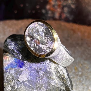 Natural crystal ring with rock crystal in silver