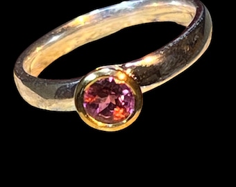Sonntagspreis Turmalin Rubelith für die Liebe 18kt Goldvermeil Silberring