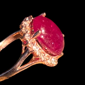 Rubin großer Prinzessin Ring in Sterling Silber vergoldet