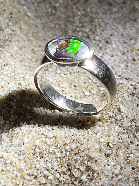 Bague en argent avec opale boulder jaune verdatre Etsy France