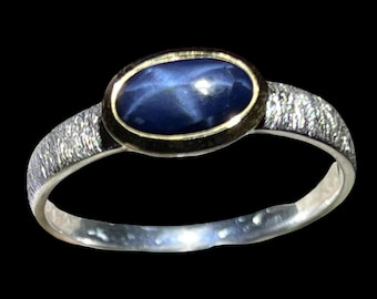 Stern Saphir Natur deutsche Handarbeit Silber vergoldet