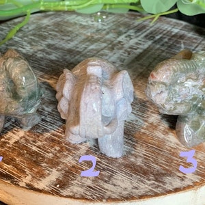 Moss Agate Elephants