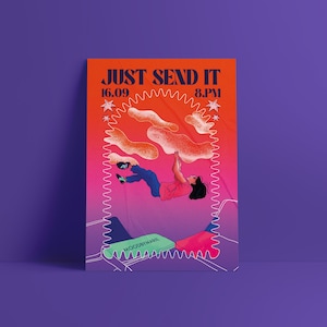 Póster A3 - "Solo envíalo" - Ilustración de escalada
