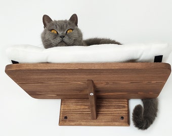 Wall Mounted Cat Bed, Solid Wood wall mounted Cat Shelves, Cat shelves for Wall, Cat Wall Furniture best gift for cat, Cat lover gift