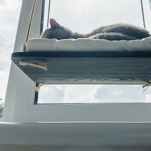 Wooden Cat Window Bed Comfortable Perch for Window  Wooden Cat Cot Kitten Window Hammock  Wood Windows Shelf Perfect Cat lovers Gift