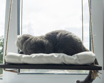 Cat bed for window,  cat window hammock, cat shelves, wooden cat perch, cat window perch, cat lover gift idea