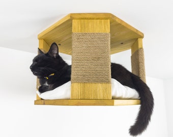 Katzendeckenmöbel, Katzenbett aus Holz, Katzendeckenbett, Holzkatzenmöbel, Katzendecke Lounge, hängendes Katzenbett beste Idee für Ihre Katzen