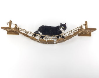 Wooden cat wall furniture, Modern cat bridge, Cat wall hammock, Interactive cat furniture for wall, Cat gym, Cat Climbing wall