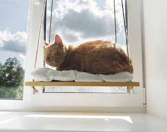 Cat window bed, Wood cat furniture, Perfect cat bed for window, Best cat furniture, Cat lover gift, Сomfortable Window cat bed, Cat window