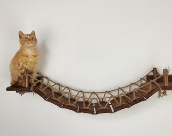 Katzenbrücke für die Wand, Katzenbrücke, Katzenregal, Katzenleiter schwimmend, Holzmöbel für Katze, Katzenleiter, Katzenwandmöbel, Katzenbett