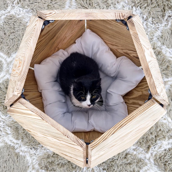 Cat Bed Geometric Cat House Kitten Bed Furniture Custom Gift for Cats Wooden Kitten House Unique Cat Beds and Caves Pet Supplies Etsy Canada