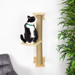 Cat Scratcher with Shelves Wooden Kitten Wall Tree Tower Modern Cat Wall Furniture Kitten Scratching Post Custom Cat Gifts