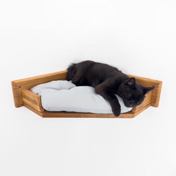 Corner Cat Bed Personalized Cat Beds Cat Bed Wall Mounted Shelf Wooden Cat Wall Furniture Cat Corner Ideas Custom Made Cat Beds Etsy UK