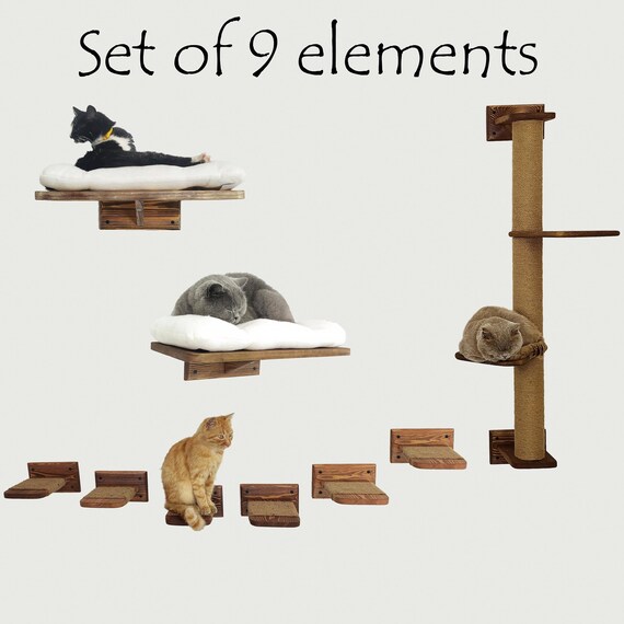 Wandset fr Katzen - 2 Betten, 6 Stufen, Kratzbaum (Vollholz) - Etsy  sterreich