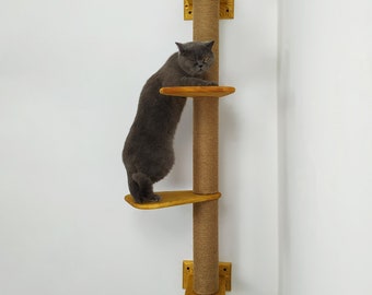 Scratcher cat 3 sections light, cat shelves, Cat wall furniture, Cat scratching, Cat tree, Cat tower, Cat climbing, Cat supplies, cat gifts