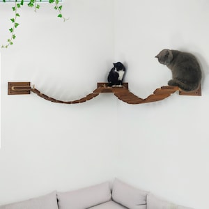 Cat Bridge Comfortable Wall Mounted Bridge Cat Climbing Wall Playground Modern Furniture for Wall Floating Wooden Bridge Cat Mom Gift