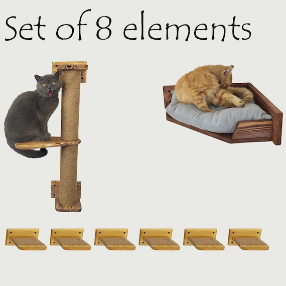 Mensole Per Gatti Da Parete - Set Con 3 Gradini, Tiragraffi E Posatoi | Arrampicata Per Gatti
