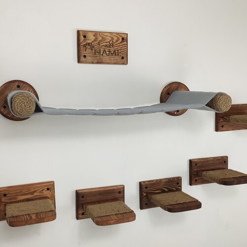 Circle Wooden Cat Wall Shelf Set 5 Pcs Mounted Bubble Pet Etsy