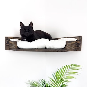 Wall Mounted Corner Cat Bed, Wooden Cat Shelf, Modern Cat Furniture, Hanging Cat Bed, Climbing Cat Perch for Wall