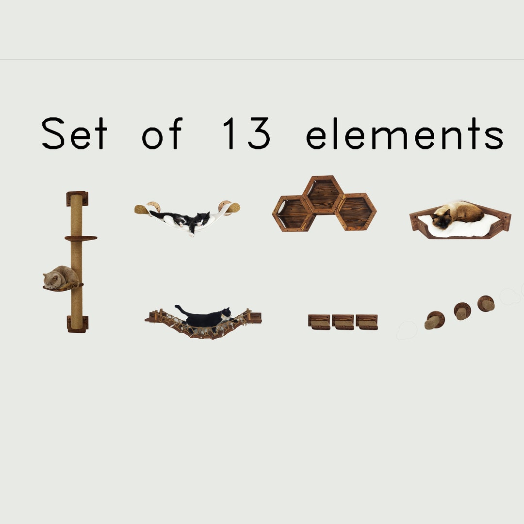 Custom 3 Hexagon Cat Bridge for Wall Brown 33 Steps Cat Etsy