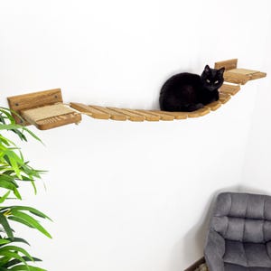 Cat Bridge Comfortable Kitten Climbing Wall Playground Wood Wall Mounted Bridge for Cats Floating Shelves and Wall Bridge as Cat Gifts