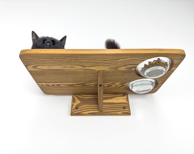 Wall Mounted Double Feeder for Cats With 2 Big Bowls, Small and Medium ...