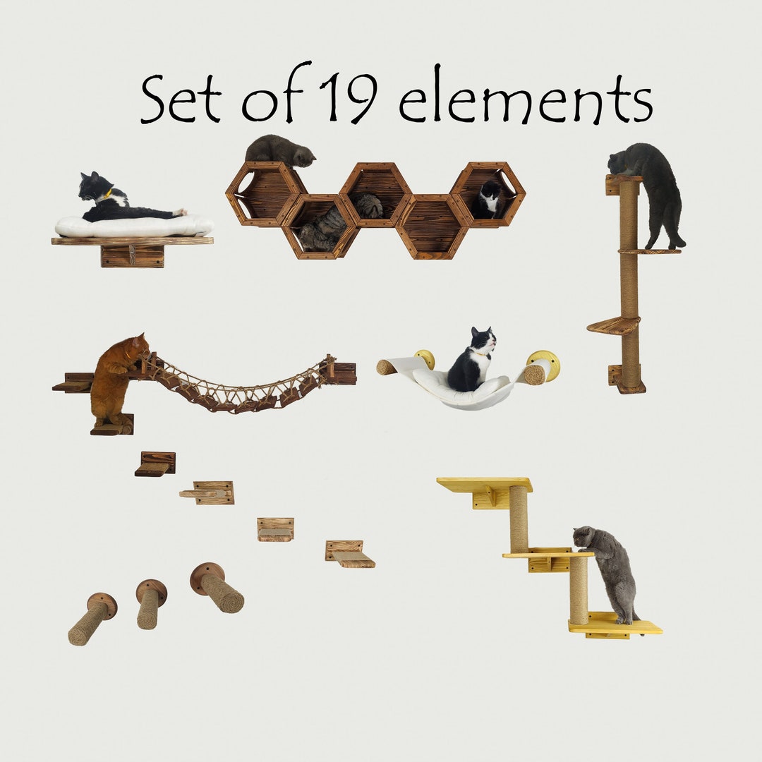 Cat Tower 3 Cat Hexagon Cat Bridge Cat Steps Cat Shelves Etsy