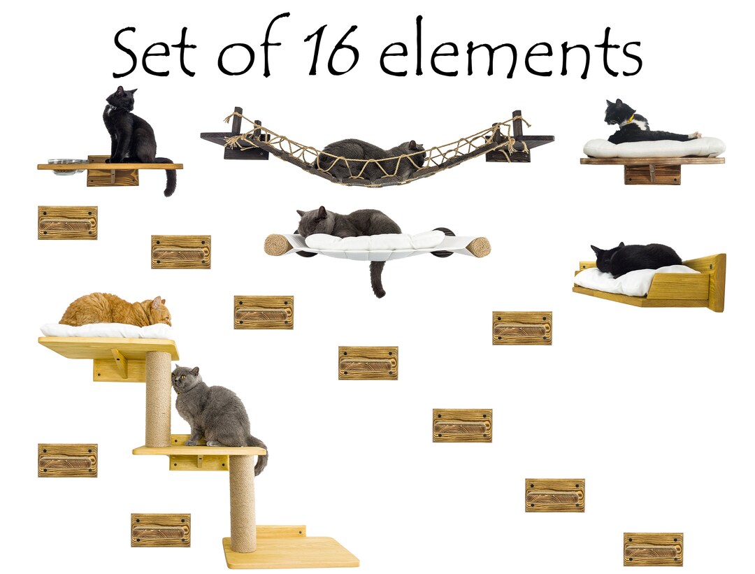 Custom Set Corner Cat Bed Dark Cat Wall Furniture Cat Bed Etsy