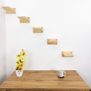 Cat Steps Kitten Wall Furniture Set of  6 Steps Wood Ladder for Wall Comfortable Kitten  Steps for Wall Cat Tree Tower Perfect Gift for Cat