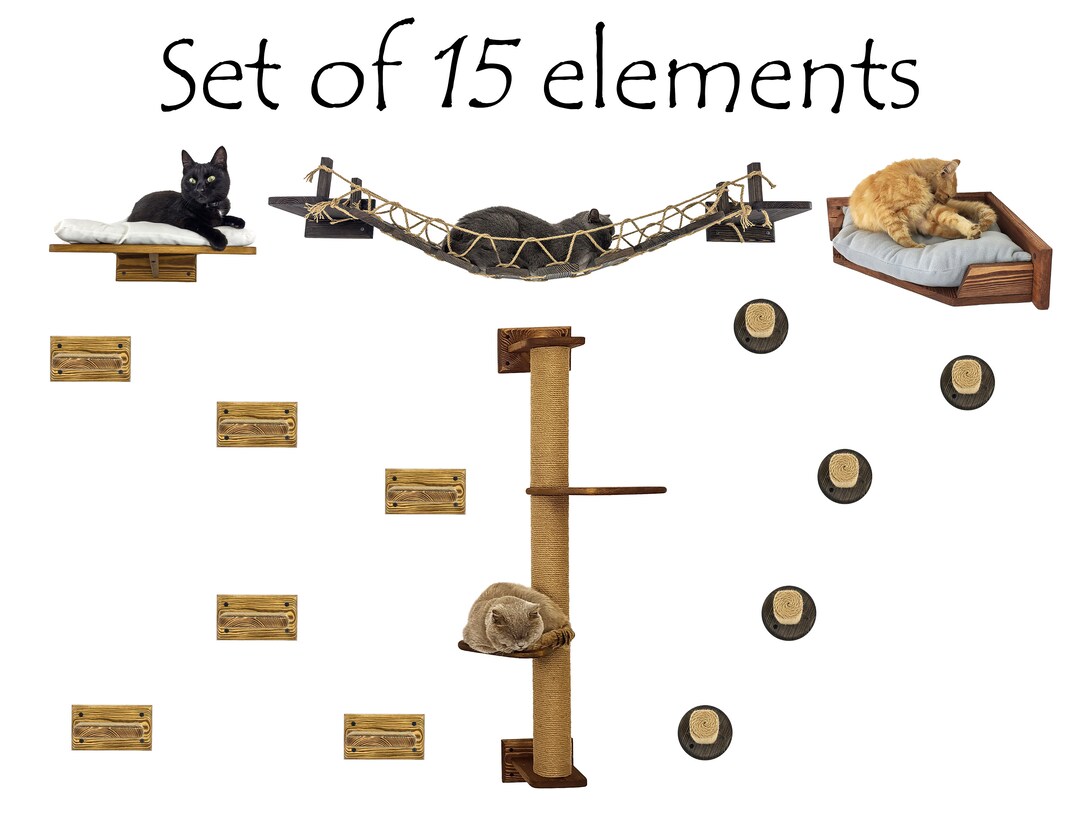 Custom Natural Wood Cat Bed, Cat Bridge, Cat Shelves, Cat Wall