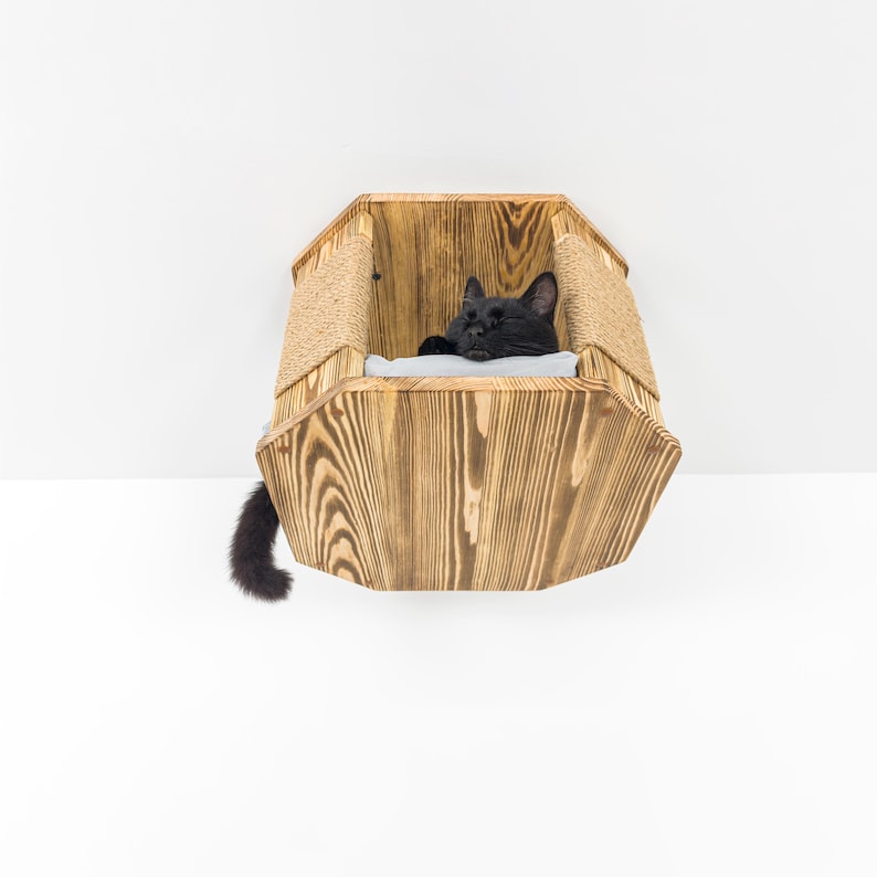 Ceiling Cat Furniture Octagon Bed Shelf With Pillow Wooden Ceiling ...