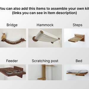 Cat Wall Furniture Wooden Shelves and Bed for Wall Comfortable Furniture Set Kitten Wall Feeder Cat Climbing Tree Scratching Post Cat Gift image 9