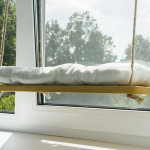 Cat Window Bed Wooden Handmade Kitten Window Perch  Wood Modern Furniture Natural Wood Cat Tree Couch Unique Gift for Cat Window Shelf