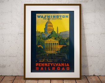 Vintage Washington Poster, Travel Poster, Wall Decor, Wall Poster, Retro Poster, Vintage Artwork, Bedroom Poster, Gift Idea, Wall Art