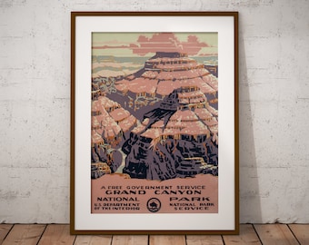 Cartel del Gran Cañón, Póster vintage del Gran Cañón, impresión vintage, cartel de pared, póster retro, obras de arte vintage, regalo de póster, idea de regalo, retro