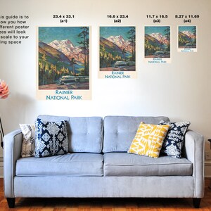 Cartel del Parque Nacional Vintage, Cartel del Parque Rainier, Decoración de la Pared, Cartel de la Pared, Cartel Retro, Obras de Arte Vintage, Cartel del Dormitorio, Idea de Regalo, imagen 5
