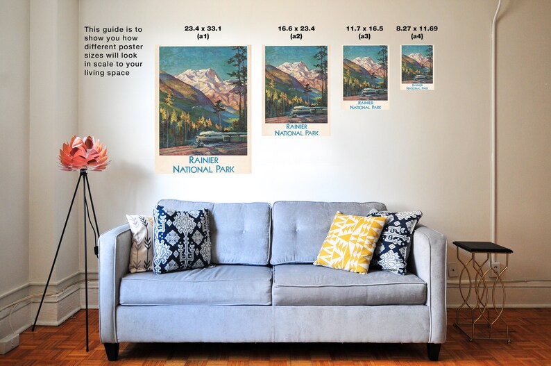 Cartel del Parque Nacional Vintage, Cartel del Parque Rainier, Decoración de la Pared, Cartel de la Pared, Cartel Retro, Obras de Arte Vintage, Cartel del Dormitorio, Idea de Regalo, imagen 5