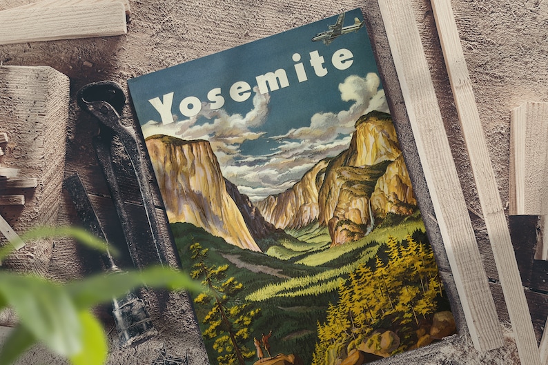Cartel de Yosemite, Cartel del Parque Nacional, Impresión Vintage, Cartel de pared, Póster Retro, Obras de Arte Vintage, Regalo de Póster, Idea de Regalo, Grabados Yosemite imagen 3