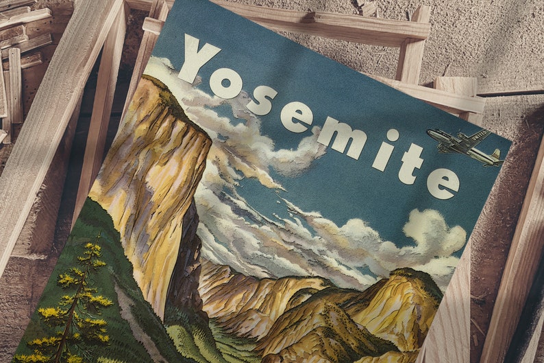Cartel de Yosemite, Cartel del Parque Nacional, Impresión Vintage, Cartel de pared, Póster Retro, Obras de Arte Vintage, Regalo de Póster, Idea de Regalo, Grabados Yosemite imagen 4